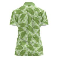Green Hawaii Kalo Palaka Motifs Women Polo Shirt Hawaiian Taro Leaves Elegant Vibes - Polynesian Pride