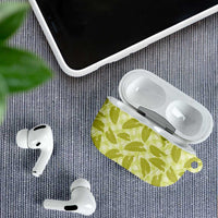 Lime Green Hawaii Kalo Palaka Motifs AirPods Case Hawaiian Taro Leaves Elegant Vibes - Polynesian Pride