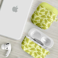 Lime Green Hawaii Kalo Palaka Motifs AirPods Case Hawaiian Taro Leaves Elegant Vibes - Polynesian Pride