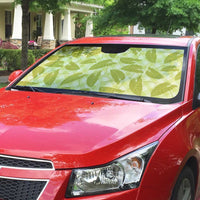 Lime Green Hawaii Kalo Palaka Motifs Auto Sun Shade Hawaiian Taro Leaves Elegant Vibes LT14 - Polynesian Pride