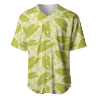 Lime Green Hawaii Kalo Palaka Motifs Baseball Jersey Hawaiian Taro Leaves Elegant Vibes LT14 Lime Green - Polynesian Pride