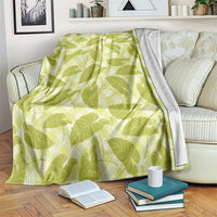 Lime Green Hawaii Kalo Palaka Motifs Blanket Hawaiian Taro Leaves Elegant Vibes - Polynesian Pride