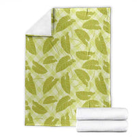 Lime Green Hawaii Kalo Palaka Motifs Blanket Hawaiian Taro Leaves Elegant Vibes - Polynesian Pride