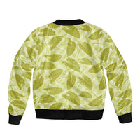 Lime Green Hawaii Kalo Palaka Motifs Bomber Jacket Hawaiian Taro Leaves Elegant Vibes - Polynesian Pride