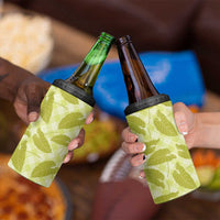 Lime Green Hawaii Kalo Palaka Motifs 4 in 1 Can Cooler Tumbler Hawaiian Taro Leaves Elegant Vibes - Polynesian Pride
