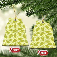 Lime Green Hawaii Kalo Palaka Motifs Ceramic Ornament Hawaiian Taro Leaves Elegant Vibes - Polynesian Pride