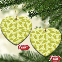 Lime Green Hawaii Kalo Palaka Motifs Ceramic Ornament Hawaiian Taro Leaves Elegant Vibes - Polynesian Pride