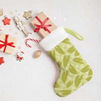 Lime Green Hawaii Kalo Palaka Motifs Christmas Stocking Hawaiian Taro Leaves Elegant Vibes - Polynesian Pride