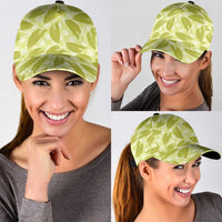 Lime Green Hawaii Kalo Palaka Motifs Classic Cap Hawaiian Taro Leaves Elegant Vibes LT14 - Polynesian Pride