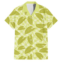 Lime Green Hawaii Kalo Palaka Motifs Family Matching Long Sleeve Bodycon Dress and Hawaiian Shirt Hawaiian Taro Leaves Elegant Vibes - Polynesian Pride