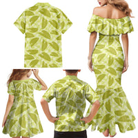Lime Green Hawaii Kalo Palaka Motifs Family Matching Mermaid Dress and Hawaiian Shirt Hawaiian Taro Leaves Elegant Vibes - Polynesian Pride