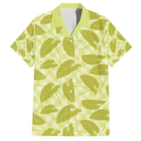 Lime Green Hawaii Kalo Palaka Motifs Family Matching Off The Shoulder Long Sleeve Dress and Hawaiian Shirt Hawaiian Taro Leaves Elegant Vibes - Polynesian Pride