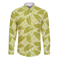 Lime Green Hawaii Kalo Palaka Motifs Family Matching Off Shoulder Short Dress and Hawaiian Shirt Hawaiian Taro Leaves Elegant Vibes - Polynesian Pride
