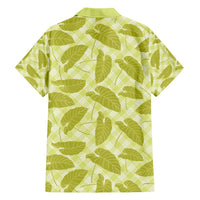 Lime Green Hawaii Kalo Palaka Motifs Family Matching Short Sleeve Bodycon Dress and Hawaiian Shirt Hawaiian Taro Leaves Elegant Vibes - Polynesian Pride