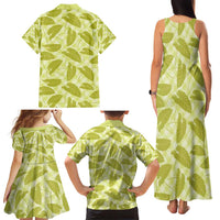 Lime Green Hawaii Kalo Palaka Motifs Family Matching Tank Maxi Dress and Hawaiian Shirt Hawaiian Taro Leaves Elegant Vibes - Polynesian Pride