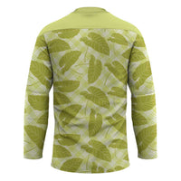 Lime Green Hawaii Kalo Palaka Motifs Hockey Jersey Hawaiian Taro Leaves Elegant Vibes - Polynesian Pride