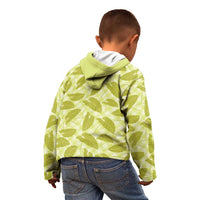 Lime Green Hawaii Kalo Palaka Motifs Kid Hoodie Hawaiian Taro Leaves Elegant Vibes - Polynesian Pride