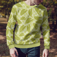 Lime Green Hawaii Kalo Palaka Motifs Ugly Christmas Sweater Hawaiian Taro Leaves Elegant Vibes - Polynesian Pride