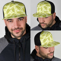 Lime Green Hawaii Kalo Palaka Motifs Mesh Trucker Cap Hawaiian Taro Leaves Elegant Vibes LT14 - Polynesian Pride
