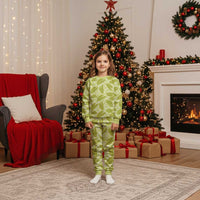 Lime Green Hawaii Kalo Palaka Motifs Christmas Pajama Set Hawaiian Taro Leaves Elegant Vibes - Polynesian Pride