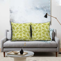 Lime Green Hawaii Kalo Palaka Motifs Pillow Cover Hawaiian Taro Leaves Elegant Vibes - Polynesian Pride