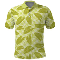 Lime Green Hawaii Kalo Palaka Motifs Polo Shirt Hawaiian Taro Leaves Elegant Vibes - Polynesian Pride