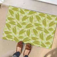 Lime Green Hawaii Kalo Palaka Motifs Rubber Doormat Hawaiian Taro Leaves Elegant Vibes LT14 - Polynesian Pride