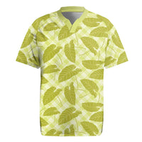 Lime Green Hawaii Kalo Palaka Motifs Rugby Jersey Hawaiian Taro Leaves Elegant Vibes - Polynesian Pride
