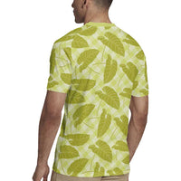 Lime Green Hawaii Kalo Palaka Motifs Rugby Jersey Hawaiian Taro Leaves Elegant Vibes - Polynesian Pride