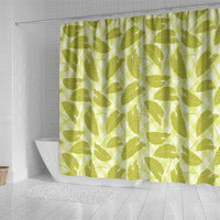 Lime Green Hawaii Kalo Palaka Motifs Shower Curtain Hawaiian Taro Leaves Elegant Vibes - Polynesian Pride