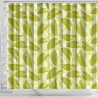 Lime Green Hawaii Kalo Palaka Motifs Shower Curtain Hawaiian Taro Leaves Elegant Vibes - Polynesian Pride
