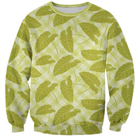 Lime Green Hawaii Kalo Palaka Motifs Sweatshirt Hawaiian Taro Leaves Elegant Vibes LT14 Unisex Lime Green - Polynesian Pride