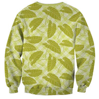 Lime Green Hawaii Kalo Palaka Motifs Sweatshirt Hawaiian Taro Leaves Elegant Vibes LT14 - Polynesian Pride