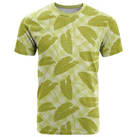 Lime Green Hawaii Kalo Palaka Motifs T Shirt Hawaiian Taro Leaves Elegant Vibes - Polynesian Pride