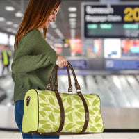 Lime Green Hawaii Kalo Palaka Motifs Travel Bag Hawaiian Taro Leaves Elegant Vibes - Polynesian Pride