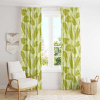 Lime Green Hawaii Kalo Palaka Motifs Window Curtain Hawaiian Taro Leaves Elegant Vibes - Polynesian Pride