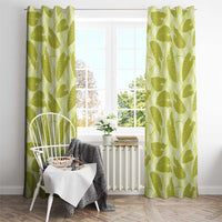 Lime Green Hawaii Kalo Palaka Motifs Window Curtain Hawaiian Taro Leaves Elegant Vibes - Polynesian Pride
