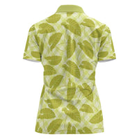 Lime Green Hawaii Kalo Palaka Motifs Women Polo Shirt Hawaiian Taro Leaves Elegant Vibes - Polynesian Pride