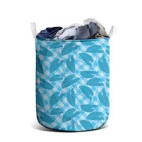 Blue Hawaii Kalo Palaka Motifs Laundry Basket Hawaiian Taro Leaves Elegant Vibes LT14 - Polynesian Pride