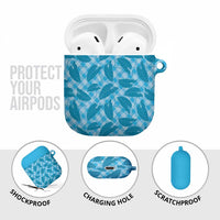 Blue Hawaii Kalo Palaka Motifs AirPods Case Hawaiian Taro Leaves Elegant Vibes - Polynesian Pride