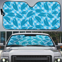 Blue Hawaii Kalo Palaka Motifs Auto Sun Shade Hawaiian Taro Leaves Elegant Vibes - Polynesian Pride