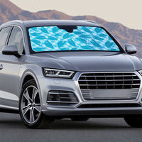 Blue Hawaii Kalo Palaka Motifs Auto Sun Shade Hawaiian Taro Leaves Elegant Vibes - Polynesian Pride