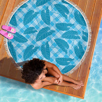 Blue Hawaii Kalo Palaka Motifs Beach Blanket Hawaiian Taro Leaves Elegant Vibes - Polynesian Pride