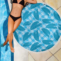 Blue Hawaii Kalo Palaka Motifs Beach Blanket Hawaiian Taro Leaves Elegant Vibes - Polynesian Pride