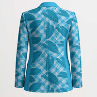 Blue Hawaii Kalo Palaka Motifs Blazer Hawaiian Taro Leaves Elegant Vibes - Polynesian Pride