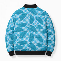 Blue Hawaii Kalo Palaka Motifs Bomber Puffer Jacket Hawaiian Taro Leaves Elegant Vibes LT14 - Polynesian Pride