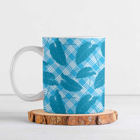 Blue Hawaii Kalo Palaka Motifs Ceramic Mug Hawaiian Taro Leaves Elegant Vibes LT14 Blue - Polynesian Pride