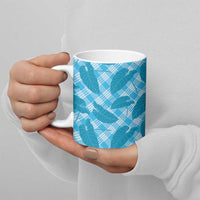 Blue Hawaii Kalo Palaka Motifs Ceramic Mug Hawaiian Taro Leaves Elegant Vibes LT14 - Polynesian Pride