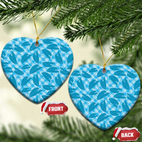 Blue Hawaii Kalo Palaka Motifs Ceramic Ornament Hawaiian Taro Leaves Elegant Vibes - Polynesian Pride