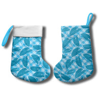 Blue Hawaii Kalo Palaka Motifs Christmas Stocking Hawaiian Taro Leaves Elegant Vibes LT14 - Polynesian Pride